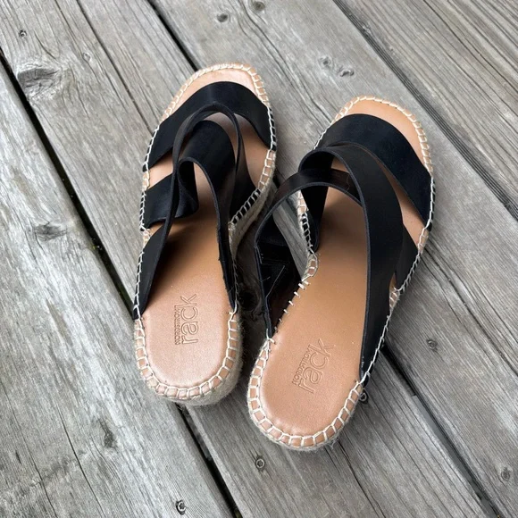 Nordstrom Rack Black Espadrille Wedge Slide Sandals NEVER WORN - Picture 5 of 5